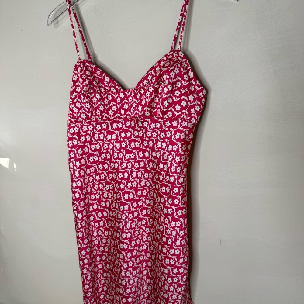 Free People pink Floral Mini Dress size small Spaghetti Strap Slip Dress - Picture 4 of 9